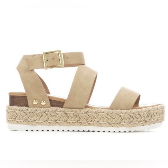 Platform ankle sandals tan - Picture 1 of 5